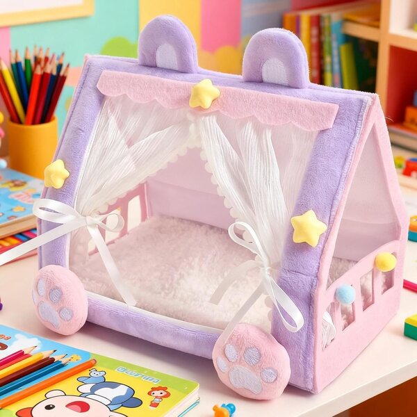 Kinderbettzelt aus Stoff, 17 x 10,5 x 14 cm – Miniaturspielzeug für das Kinderzimmer
