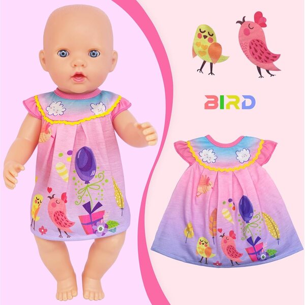 4-teiliges Kleidungsset für 13-16-Zoll-Puppen mit Körper, Kleid, Hut und Hose