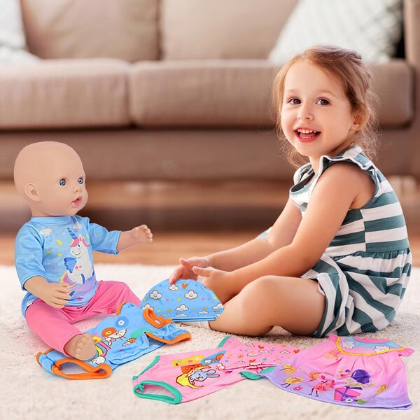 4-teiliges Kleidungsset für 13-16-Zoll-Puppen mit Körper, Kleid, Hut und Hose