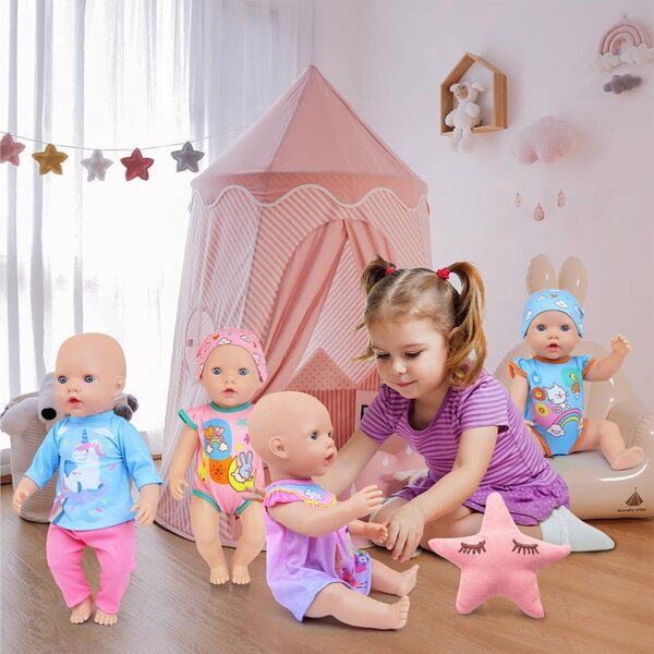 4-teiliges Kleidungsset für 13-16-Zoll-Puppen mit Körper, Kleid, Hut und Hose