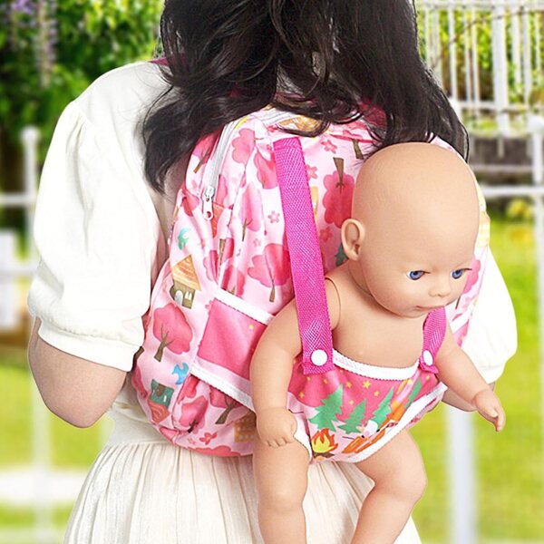 Puppenrucksack mit Aufbewahrungstaschen für 12-18-Zoll-Puppen, leicht und bequem