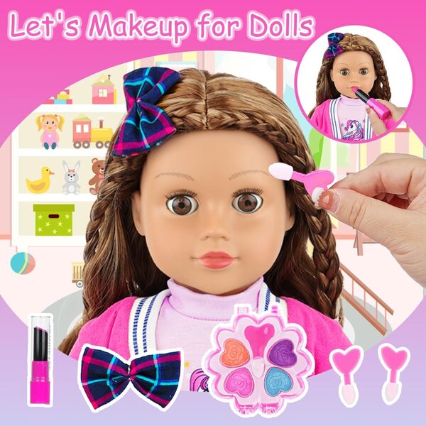 Britisches Modeset für 18-Zoll-Puppen mit 14 Schulaccessoires und Make-up