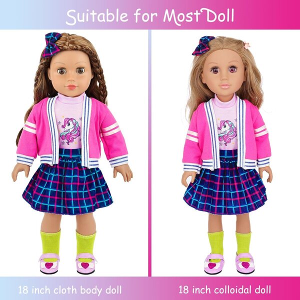 Britisches Modeset für 18-Zoll-Puppen mit 14 Schulaccessoires und Make-up
