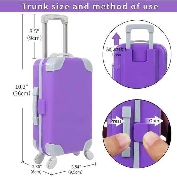 Set valigia da viaggio ZNTWEI 18" con accessori per bambole 45,7 cm, gioco creativo