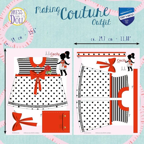 Cecily Retro Couture Outfit Nähset für 45 cm große Puppen – einfaches Kreativset