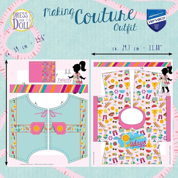 Vervaco Couture Nähset für 45-cm-Puppen – Einfaches Sommer-Felicity-Outfit