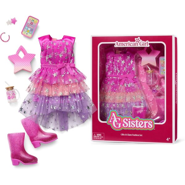 American Girl AG Sisters 7-teiliges Modeset für 36,8 cm große Puppen mit Outfit und Accessoires
