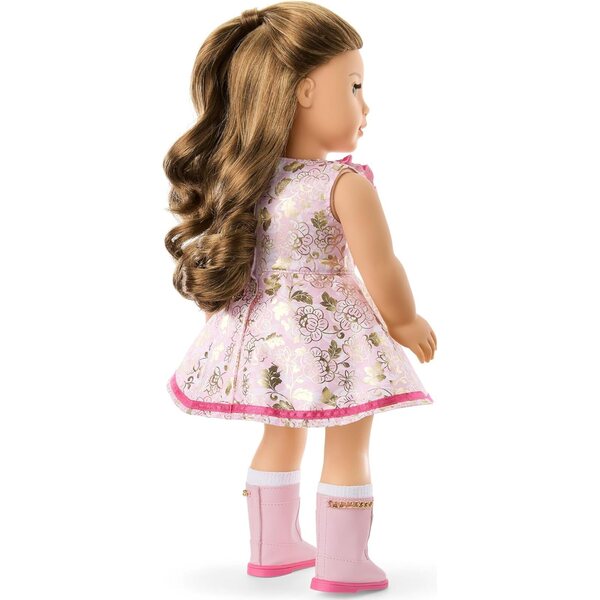 American Girl Truly Me Blumenkleid mit Rüschen und Accessoires für 18-Zoll-Puppen