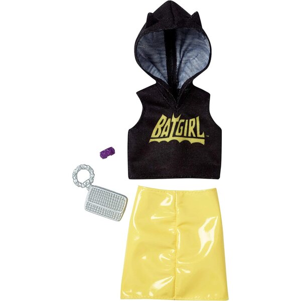 Abito Batgirl Barbie: Top e Gonna con Borsa e Orologio, Look Supereroe DC