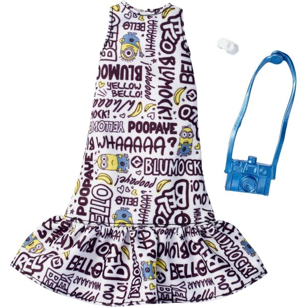 Barbie Fashion Pack Vestito Bianco con Balze e Accessori Minions