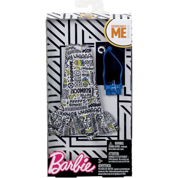 Barbie Fashion Pack Vestito Bianco con Balze e Accessori Minions