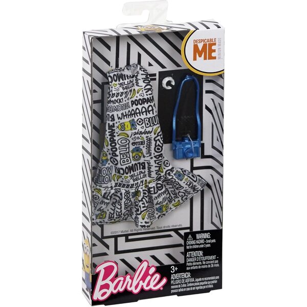 Barbie Fashion Pack Vestito Bianco con Balze e Accessori Minions