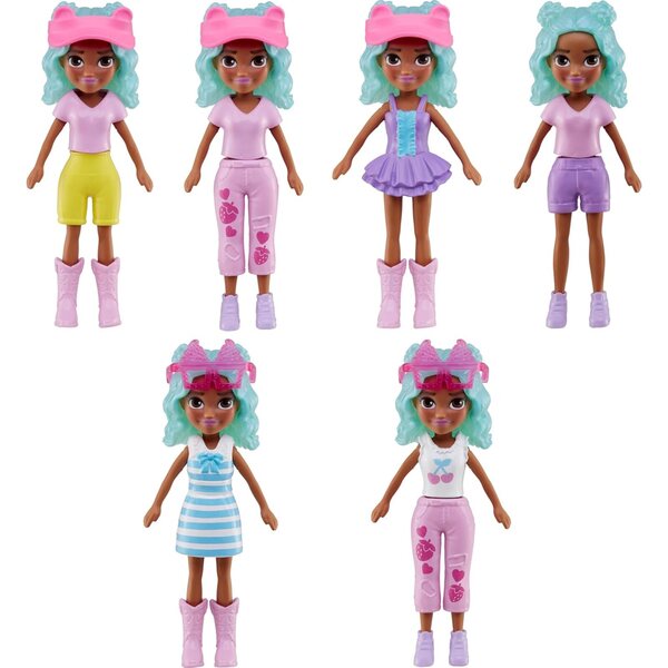 Polly Pocket Snackwagen mit Puppe, 17 Accessoires und Kleidung, Spiel für Kinder ab 4 Jahren