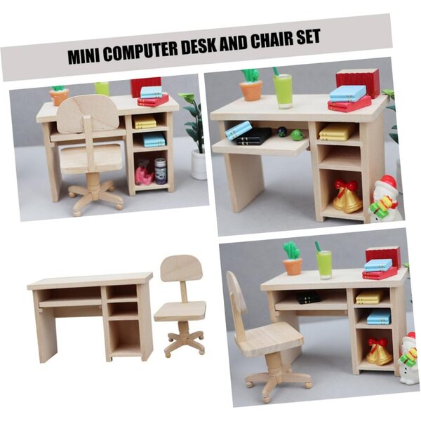 Set Miniatura Scrivania e Sedia in Legno per Casa delle Bambole e Progetti 1:12