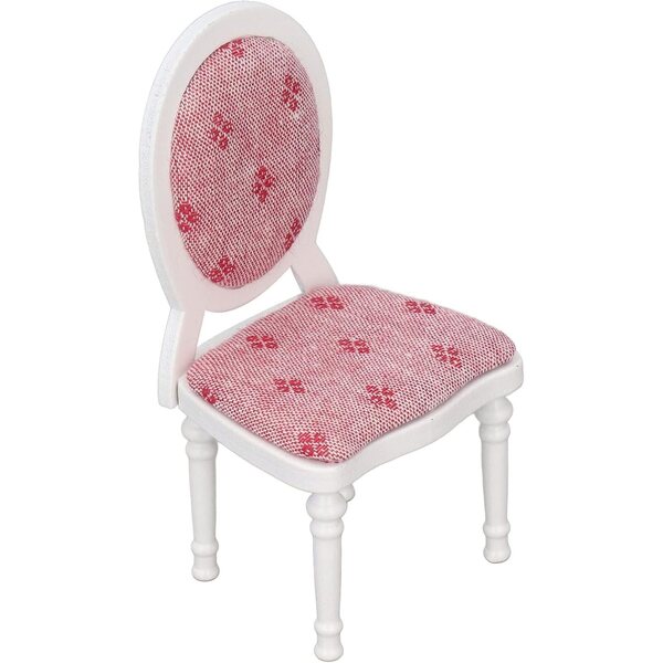 Sedia bianca in legno retro con schienale alto per case delle bambole scala 1:12
