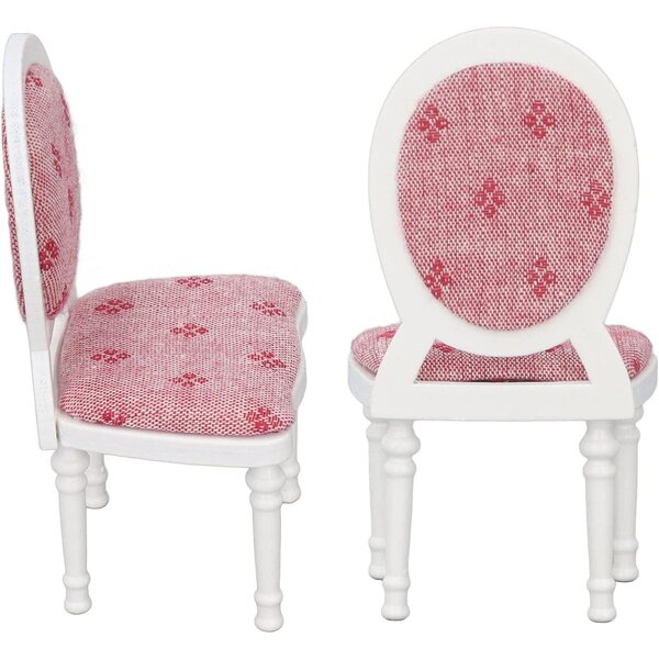 Sedia bianca in legno retro con schienale alto per case delle bambole scala 1:12