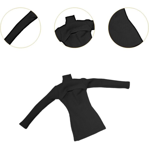 Minikleid nero a maniche lunghe per bambole 12 pollici - Abito elegante 1/6