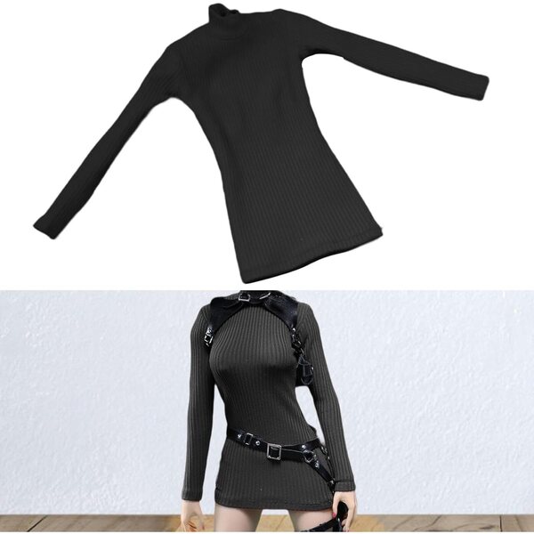 Minikleid nero a maniche lunghe per bambole 12 pollici - Abito elegante 1/6