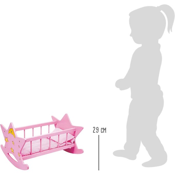 Bambolewiege Small Foot in legno rosa con luna e stelle per bambole fino a 45 cm