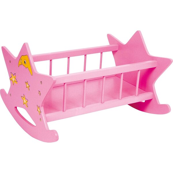 Bambolewiege Small Foot in legno rosa con luna e stelle per bambole fino a 45 cm