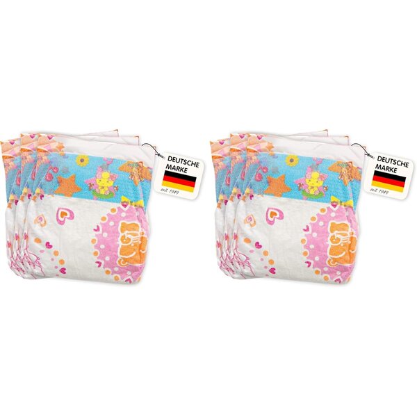 Heless 375 - Set di 3 pannolini per bambole con chiusura a velcro e stampa colorata 28-35 cm