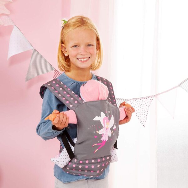 Bamboletrage EasyCarry Bayer Design grigia con motivi fata per pupazzi fino 46 cm