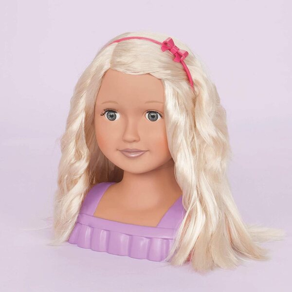 Unsere Generation Trista-Kopf-Styling-Puppe mit blonden Haaren und blauen Augen, Haarschmuck und Aufklebern