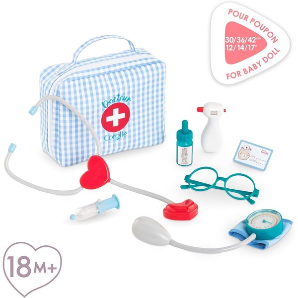 Corolle Kit Dottore con 8 Accessori per Bambole 30 cm, Gioco Educativo 18+ Mesi