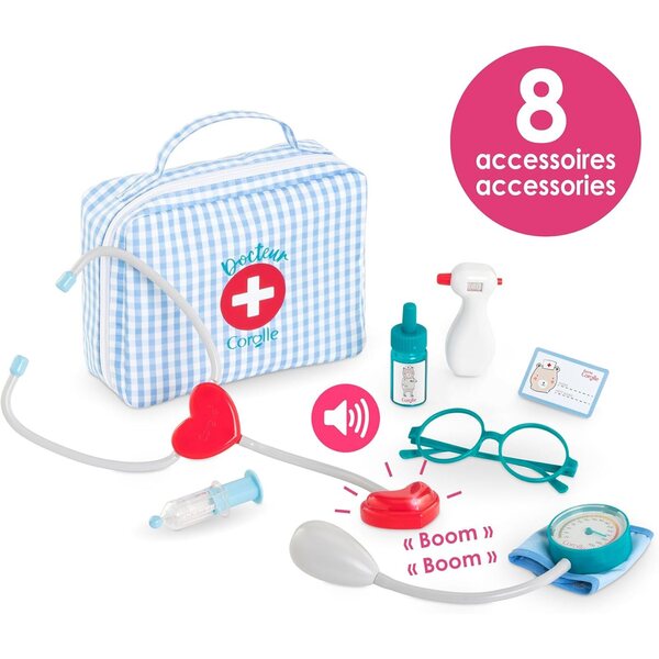Corolle Kit Dottore con 8 Accessori per Bambole 30 cm, Gioco Educativo 18+ Mesi
