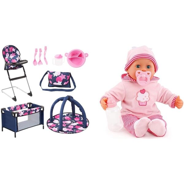 Komplettset Bayer Design 9 in 1 mit sprechender Babypuppe 38 cm und Zubehör
