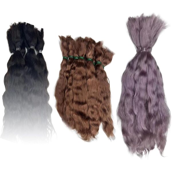 Capelli Mossi per Bambole 20 cm - Mohair Naturale Nero per DIY e Artigianato
