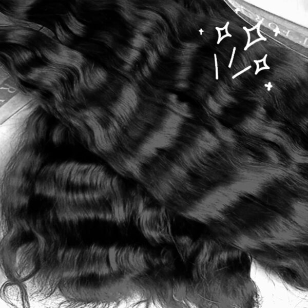 Capelli Mossi per Bambole 20 cm - Mohair Naturale Nero per DIY e Artigianato