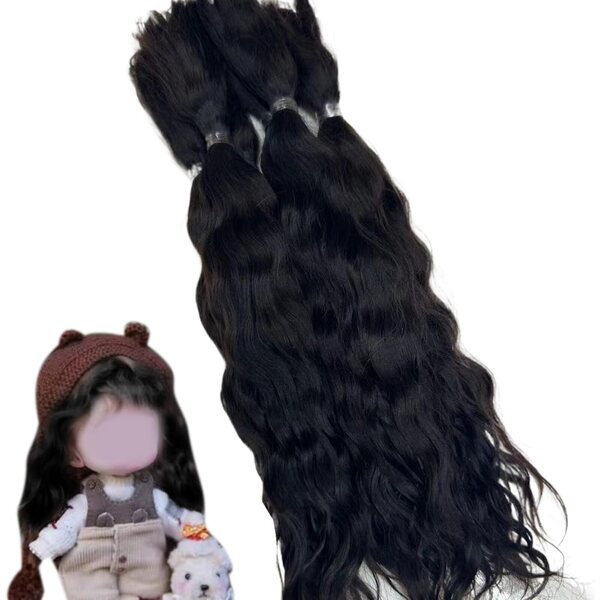 Capelli Mossi per Bambole 20 cm - Mohair Naturale Nero per DIY e Artigianato