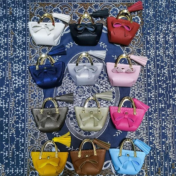 Mini borsa per bambole 1/6 in stoffa colorata, accessorio moda per collezionisti