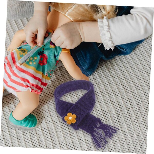 Marineblaue Mini-Wollschals für Puppen – verstellbares und langlebiges 5-teiliges Set