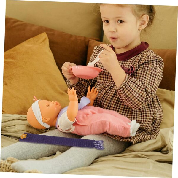 Marineblaue Mini-Wollschals für Puppen – verstellbares und langlebiges 5-teiliges Set