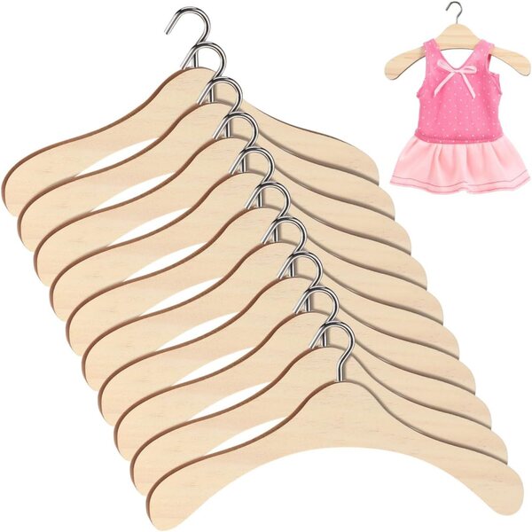 ifundom 10 Mini Appendini in Legno per Abiti di Bambole 15 cm - Organizer Bambolekleidung