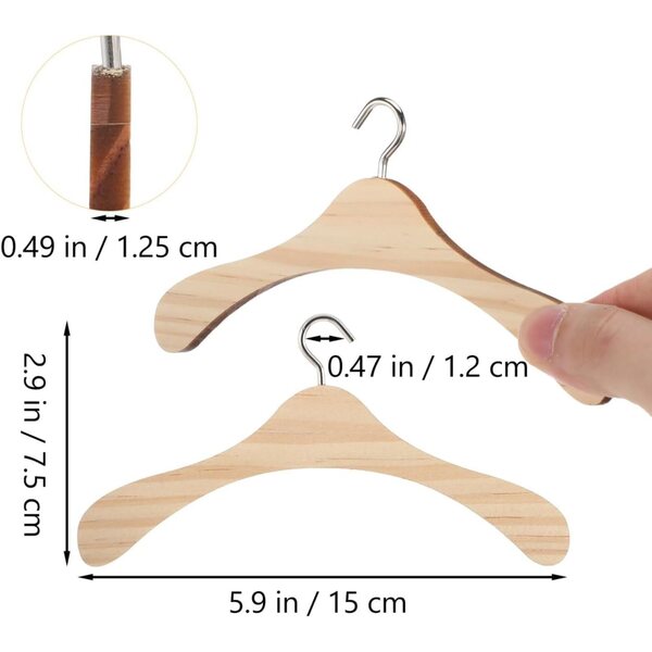 ifundom 10 Mini Appendini in Legno per Abiti di Bambole 15 cm - Organizer Bambolekleidung