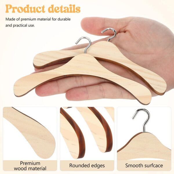ifundom 10 Mini Appendini in Legno per Abiti di Bambole 15 cm - Organizer Bambolekleidung