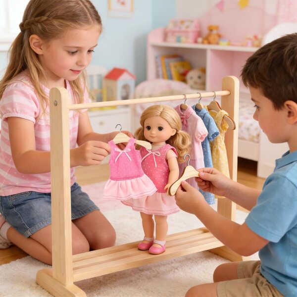 ifundom 10 Mini Appendini in Legno per Abiti di Bambole 15 cm - Organizer Bambolekleidung