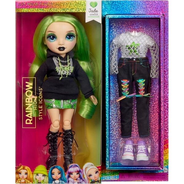 Rainbow High Style Icons Jade 28 см кукла с 13 точки на артикулация и допълнително облекло