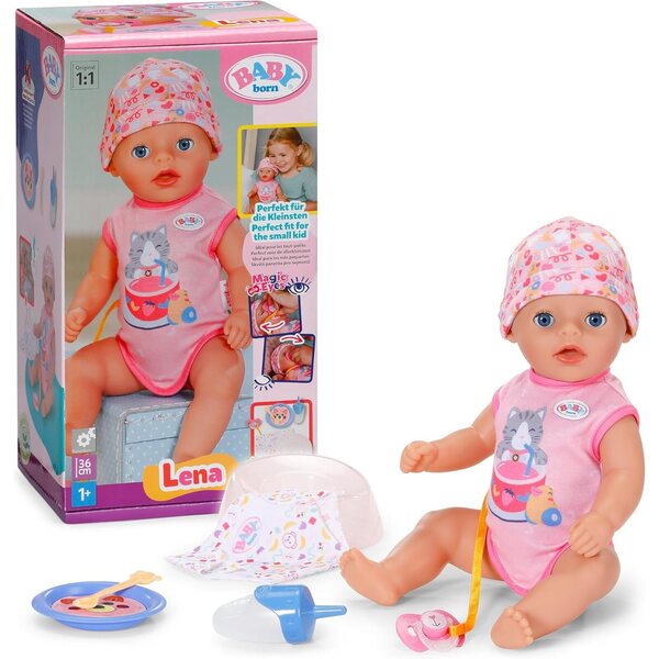 BABY Born Lena Pink 36 cm mit 7 mechanischen Funktionen für Kinder ab 1 Jahr