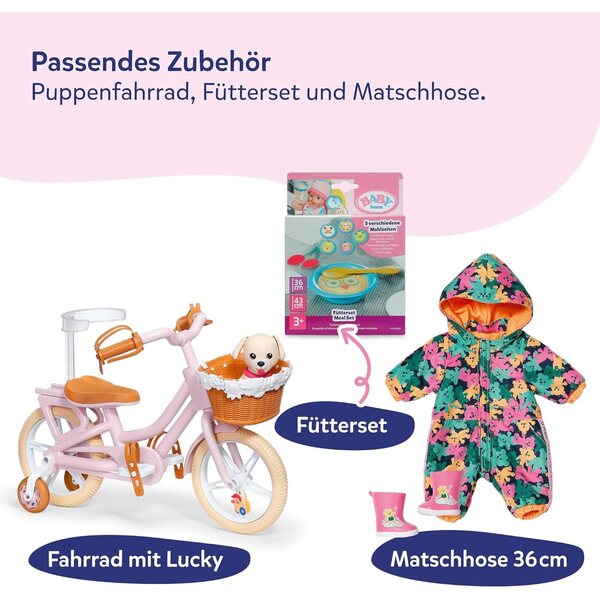 BABY Born Lena Pink 36 cm mit 7 mechanischen Funktionen für Kinder ab 1 Jahr