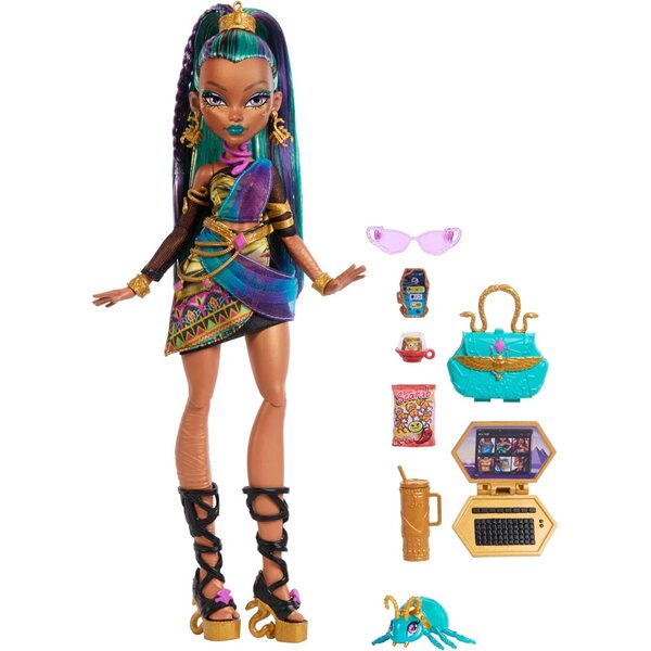 Monster High Nefera De Nile Mummy Queen-figuur met accessoires en huisdier