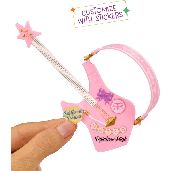 Rainbow High Junior Rock Band Bella - Bambola Moda 23 cm con BassGuitar e Adesivi Personalizzabili