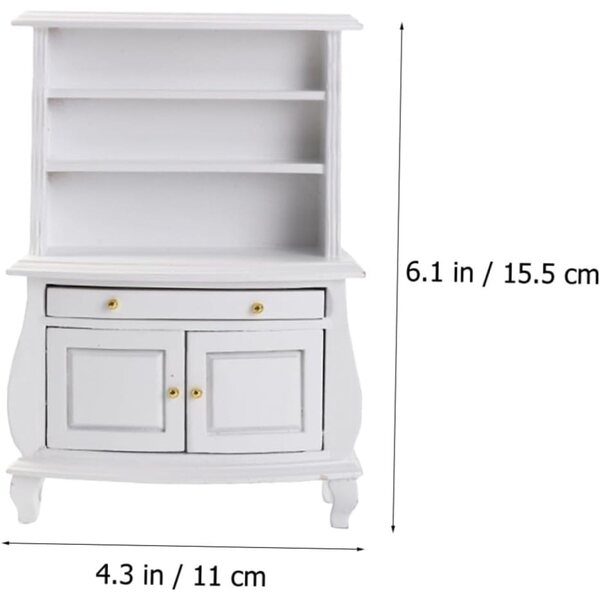 Mini libreria in legno bianca, decorazione realistica per case delle bambole e scrivanie