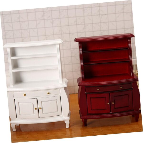 Mini libreria in legno bianca, decorazione realistica per case delle bambole e scrivanie