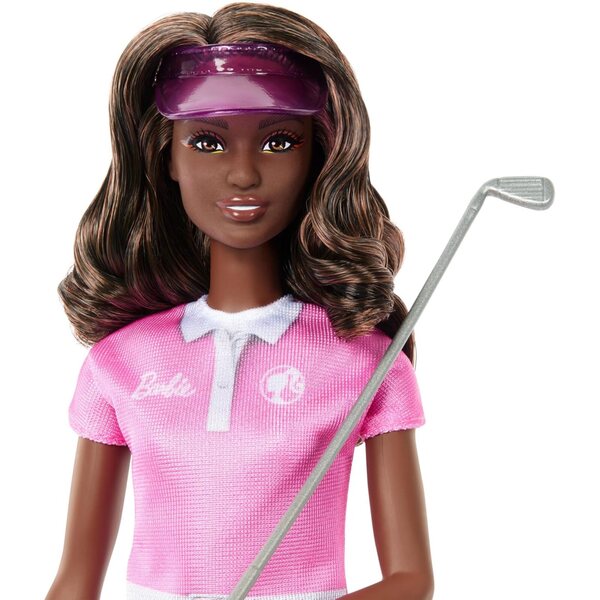 Barbie brünette Golferin mit rosa Kleid und Golfzubehör für Kinder ab 3 Jahren