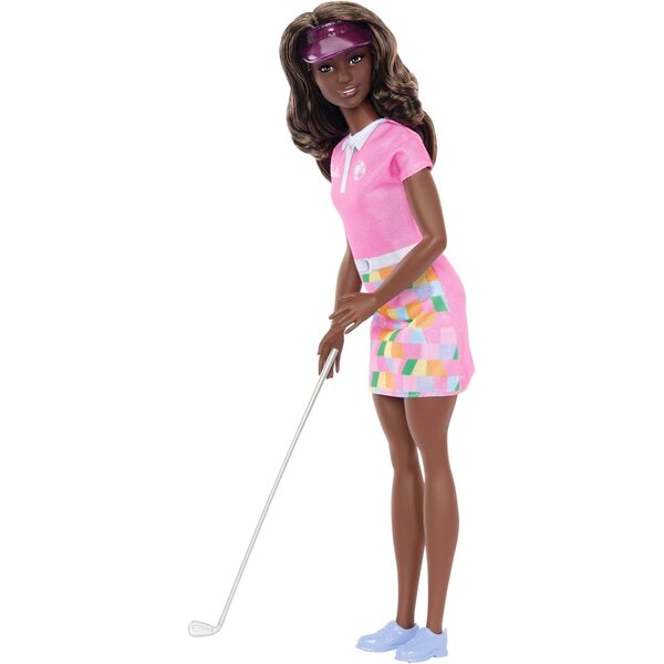 Barbie brünette Golferin mit rosa Kleid und Golfzubehör für Kinder ab 3 Jahren