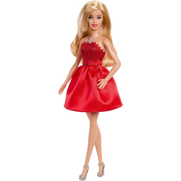 Barbie 80th Anniversary Mattel Red Ruby Doll mit silbernen Schuhen und Halskette